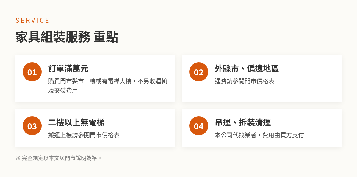 億家俱家具組裝服務重點整理
